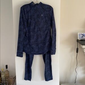 PARADOX blue camouflage base layer 1/4 zip L merino wool blend